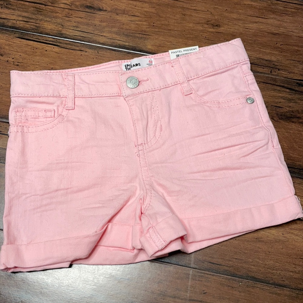 Epic‎ threads pink Jean shorts size 6x stretchy